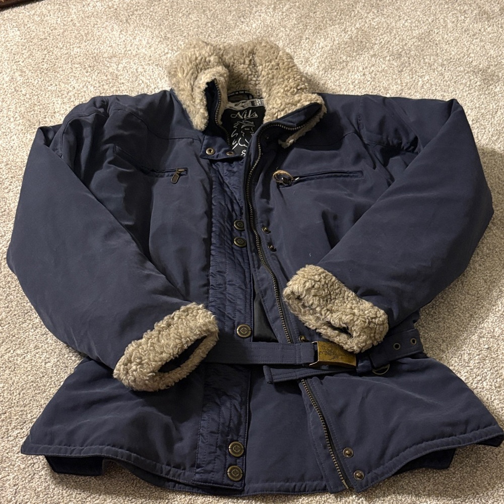Nils Skiwear Navy Jacket with Faux Fur Trim